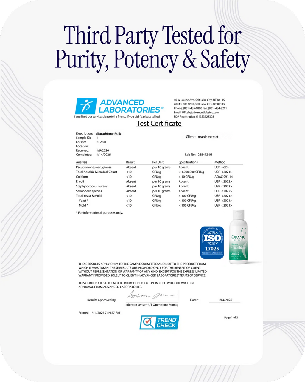 Oranic Extract Liposomal Glutathione